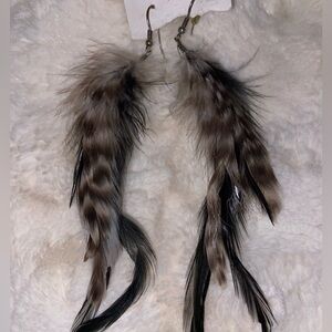 Chic ladies vintage 70s long ostrich Feather Earrings